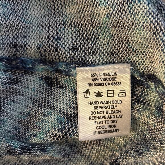 Nic + Zoe Plus Size 2X Linen Blend Cardigan Sweater Blue Pattern - Picture 4 of 4